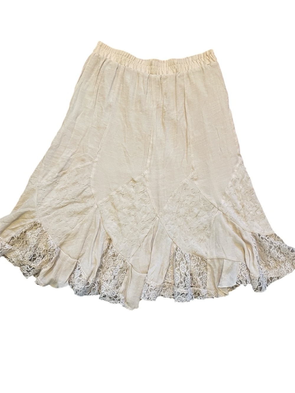 Krazy Kat LT Beige Maxi Boho Lace Skirt - Picture 2 of 7